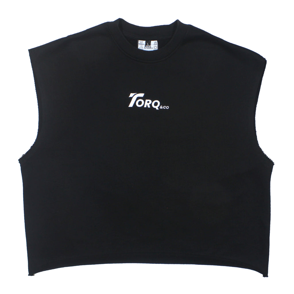 black cut off gym tank 340 GSM TORQ